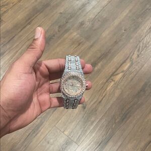 Silver and Gold Iced Out Moissanite AP Diamond Watch